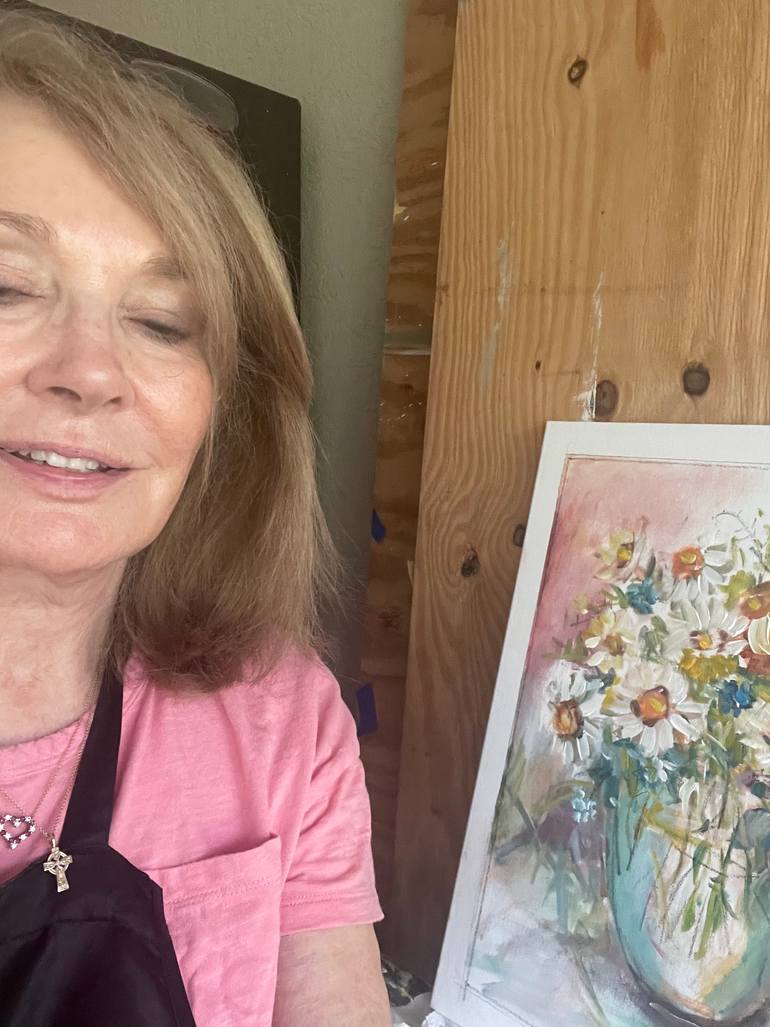 Original Impressionism Floral Painting by Diane Voyentzie