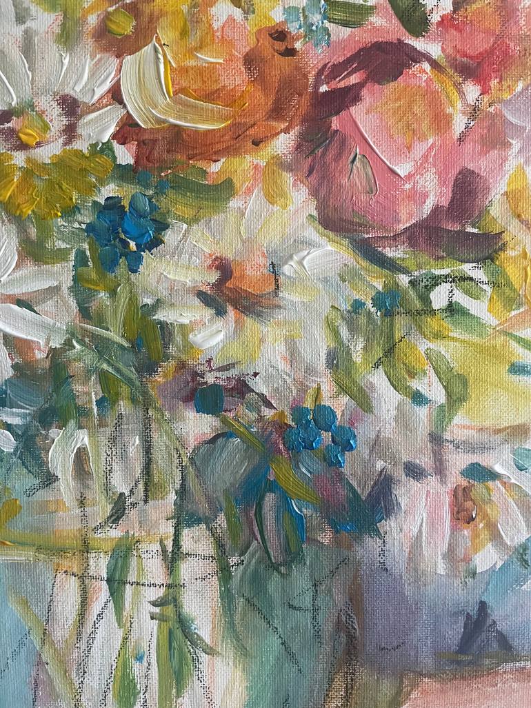 Original Impressionism Floral Painting by Diane Voyentzie