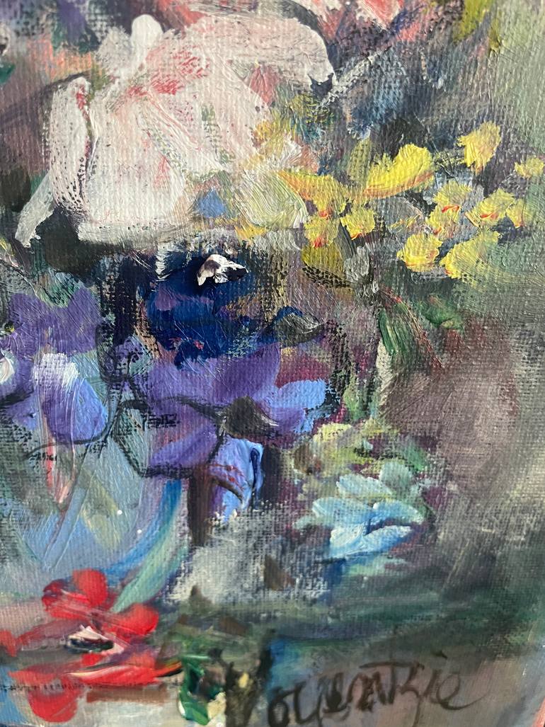 Original Abstract Expressionism Floral Painting by Diane Voyentzie