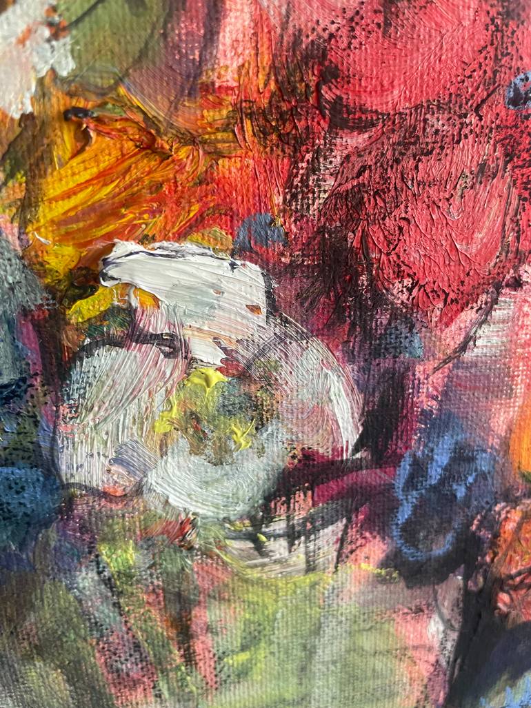 Original Abstract Expressionism Floral Painting by Diane Voyentzie
