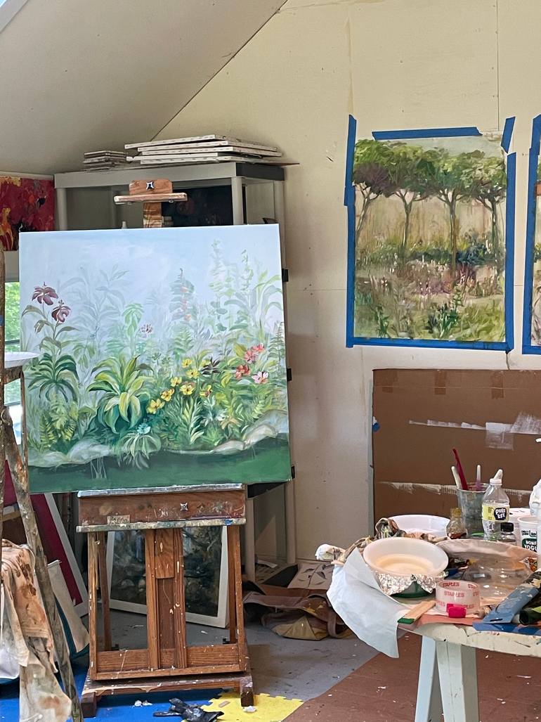 Original Abstract Floral Painting by Diane Voyentzie