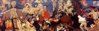 The Cloisters/Venus and Pope's Bullfight, 2006 - 07, Oil on canvas, gold leaf frame, 101 x 300-1/2 in. Private Colletion, Europe  thumb