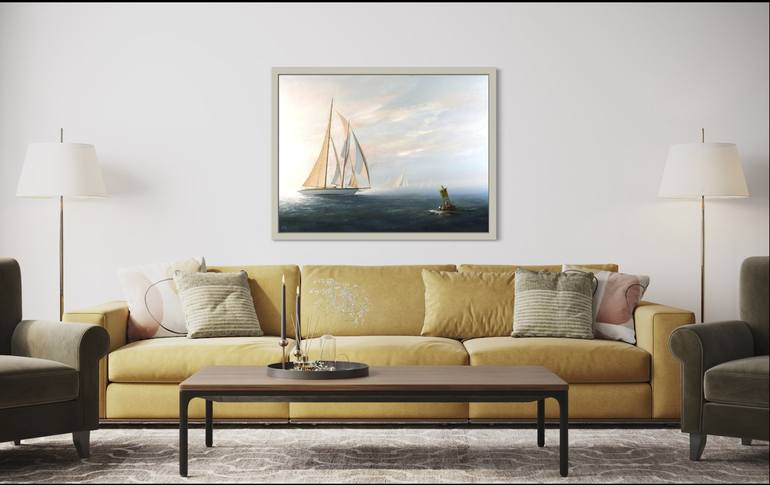 Original Realism Sailboat Painting by Ed Little