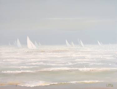 Original Impressionism Boat Painting by Ed Little