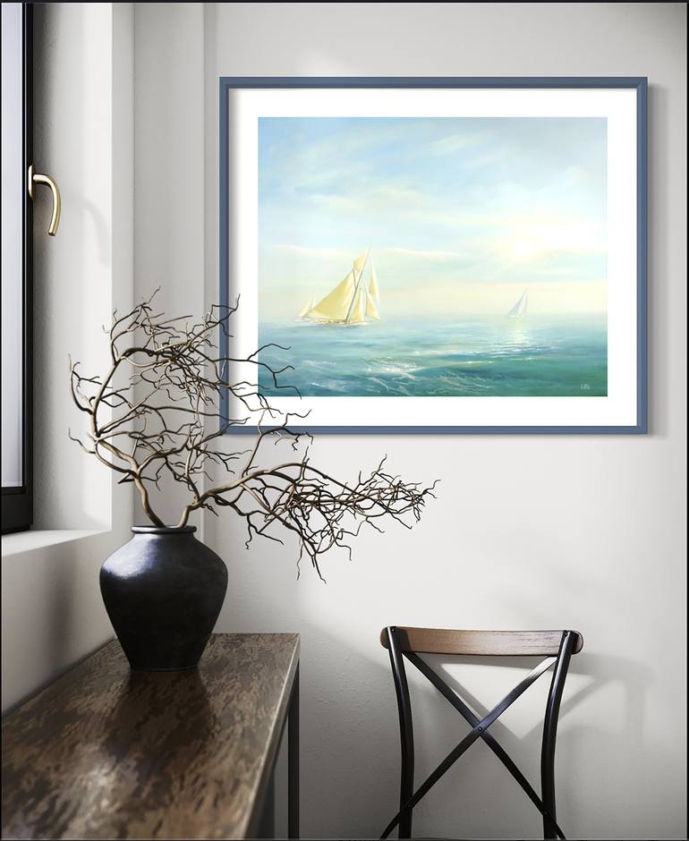 Original Realism Sailboat Painting by Ed Little