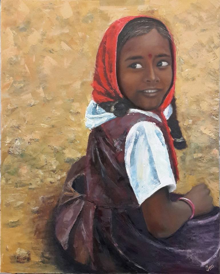 The Indian girl Painting by Janna Che | Saatchi Art