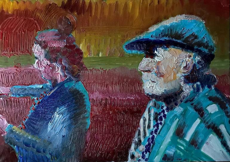 Original People Painting by John Gavan | Abstract Expressionism Art on Canvas | Olives Attick (The Cafe)