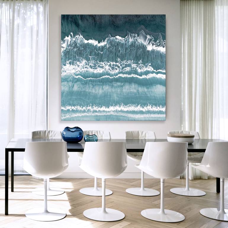 Original Abstract Seascape Mixed Media by Martine Vanderspuy
