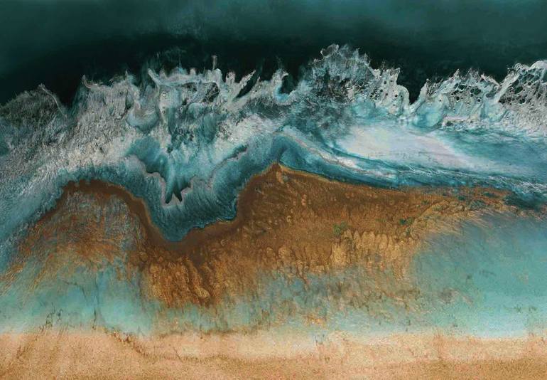 Original Abstract Seascape Printmaking by Martine Vanderspuy