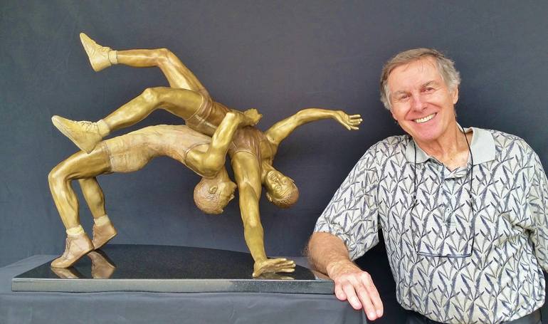 Original Abstract Expressionism Sports Sculpture by Richard Stravitz Bronze Sculptor