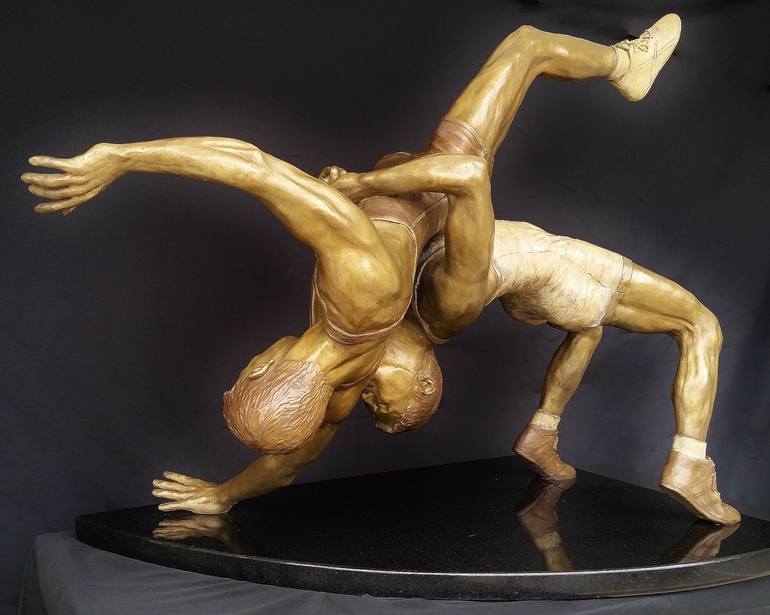 Original Abstract Expressionism Sports Sculpture by Richard Stravitz Bronze Sculptor