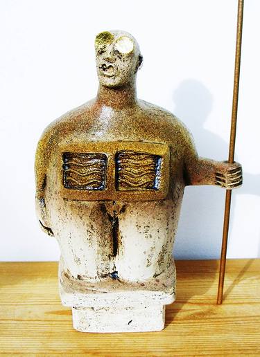 Sentinel Figure - Watching for Altruism - Ceramic Sculpture thumb