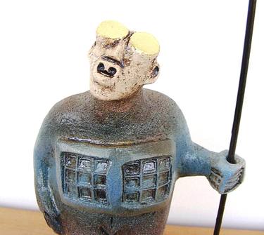 Sentinel Figure - Watching for Compassion - Ceramic Sculpture thumb