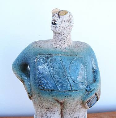 Stargazer Figure - Looking At Canis Minor - Ceramic Sculpture thumb