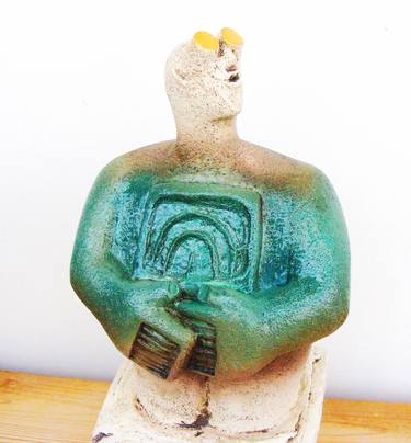 Stargazer Figure - Looking for Life, Io - Ceramic Sculpture thumb