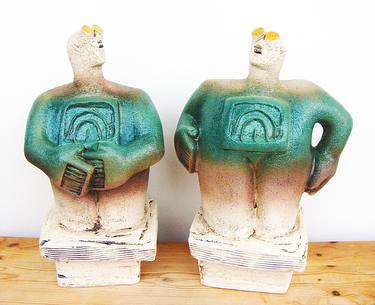 Pair of Stargazers - Looking for Life, Europa - Sculptures thumb