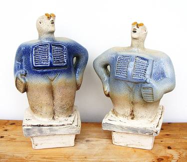 Pair of Stargazers - Looking for Life, Metis - Ceramic Sculptures thumb