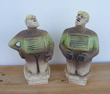 Pair of Stargazer Ceramic Sculptures thumb