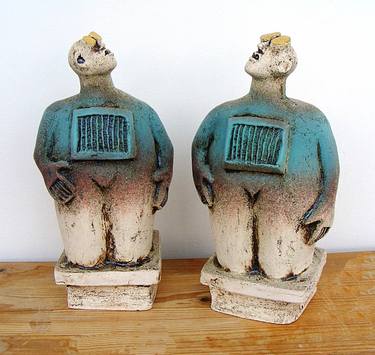 Pair of Stargazer Figures - Ceramic Sculptures thumb