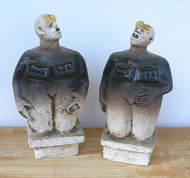 Pair of Stargazer Figures - Ceramic Sculptures thumb