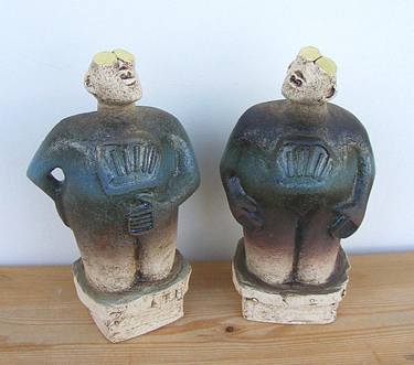 Pair of Stargazer Figures - Ceramic Sculptures thumb