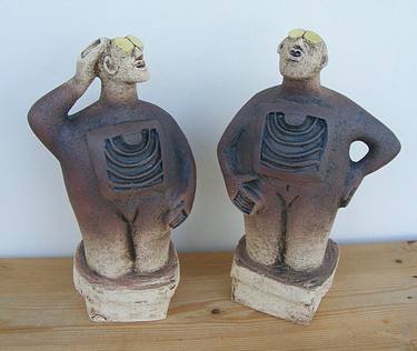 Pair of Stargazer Figures - Ceramic Sculptures thumb