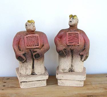 Pair of Stargazer Figures - Ceramic Sculptures thumb