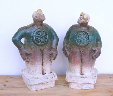 Pair of Stargazer Figures - Ceramic Sculptures thumb