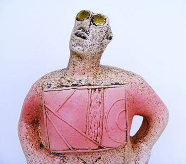 Stargazer Figure - Looking for Mars - Ceramic Sculpture thumb