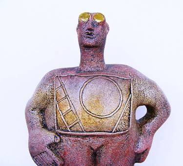 Stargazer Figure - Looking for Saturn - Ceramic Sculpture thumb