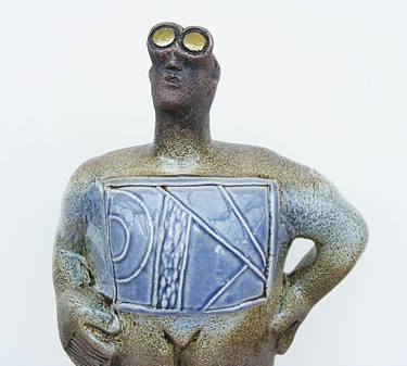 Stargazer Figure - Looking for Neptune - Ceramic Sculpture thumb