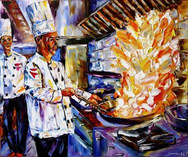 Original Figurative Cuisine Paintings by Mirek Kuzniar