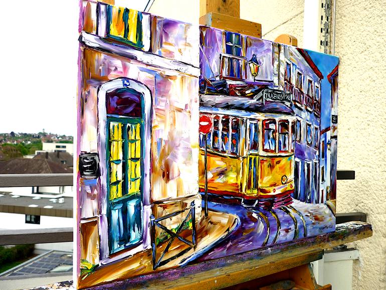 Original Abstract Cities Painting by Mirek Kuzniar