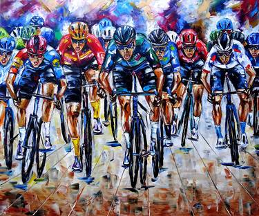 Original Figurative Bicycle Paintings by Mirek Kuzniar