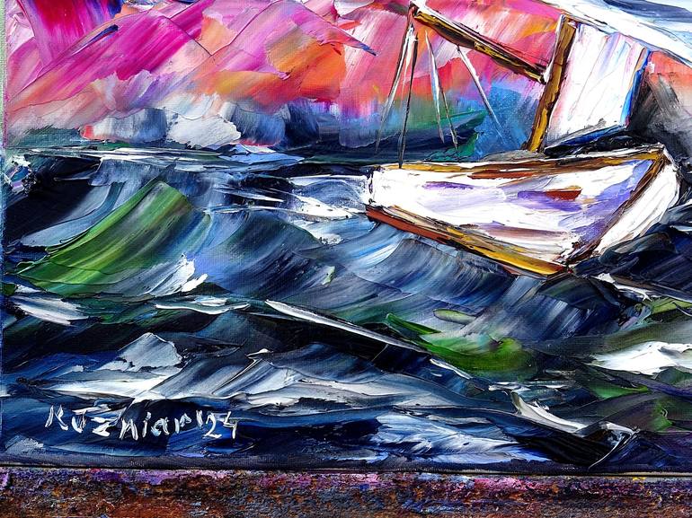 Original Abstract Boat Painting by Mirek Kuzniar