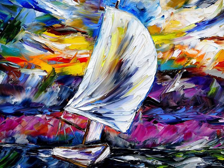 Original Abstract Boat Painting by Mirek Kuzniar