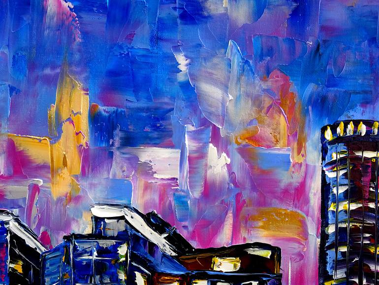 Original Abstract Cities Painting by Mirek Kuzniar