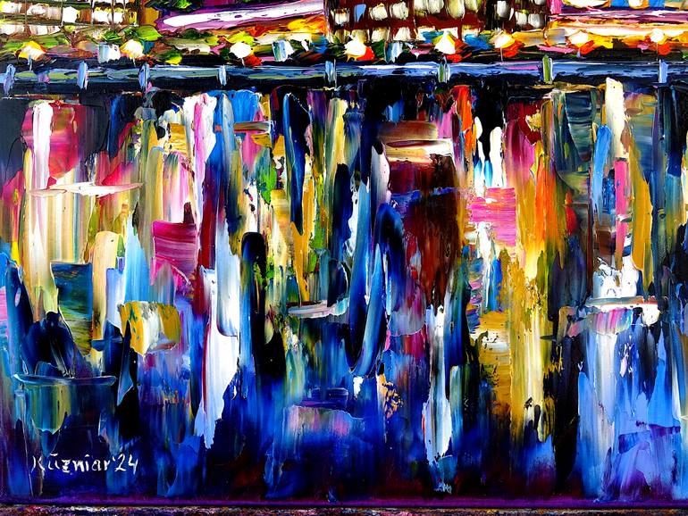 Original Abstract Cities Painting by Mirek Kuzniar