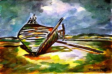 Original Impressionism Boat Paintings by Mirek Kuzniar