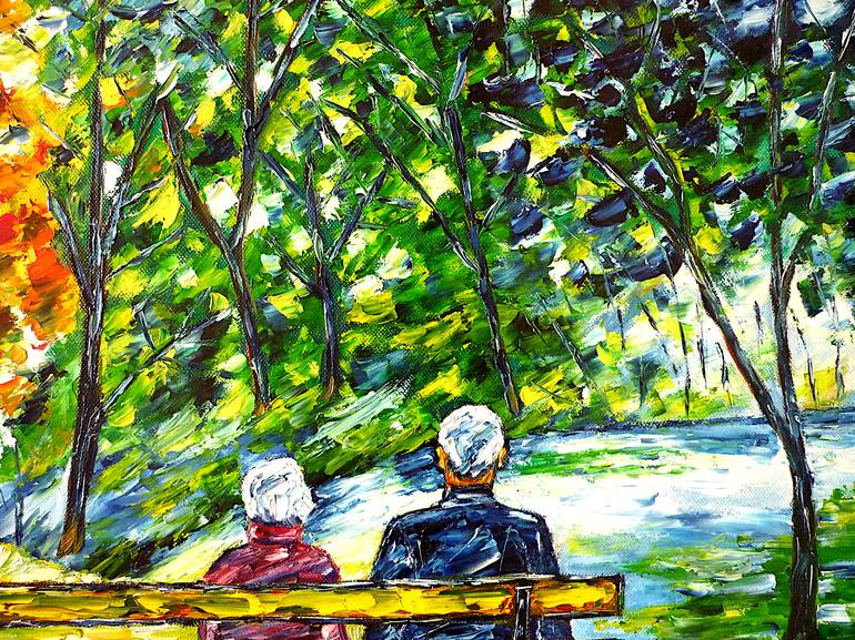 Original Impressionism People Painting by Mirek Kuzniar