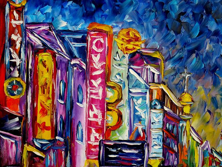 Original Abstract Cities Painting by Mirek Kuzniar