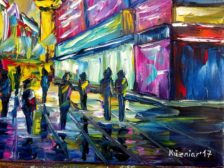 Original Abstract Cities Painting by Mirek Kuzniar