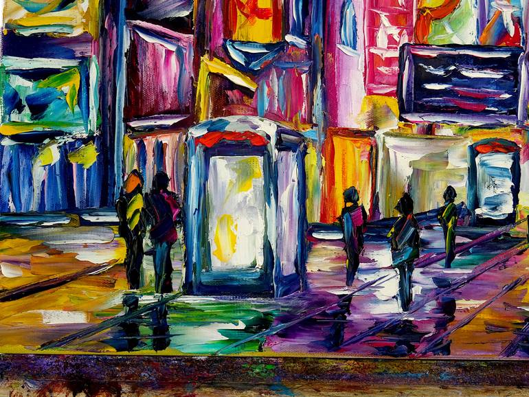 Original Abstract Cities Painting by Mirek Kuzniar