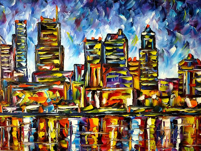 Original Fine Art Cities Painting by Mirek Kuzniar