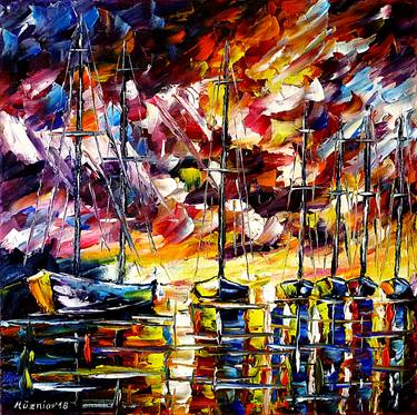 Original Abstract Boat Paintings by Mirek Kuzniar