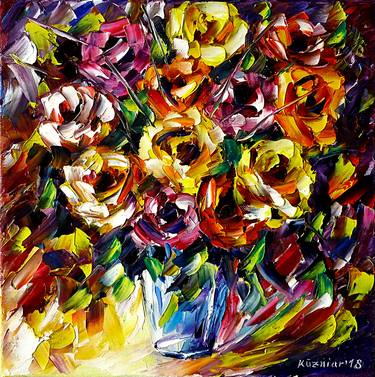 Original Abstract Floral Paintings by Mirek Kuzniar