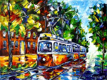 Original Modern Train Paintings by Mirek Kuzniar
