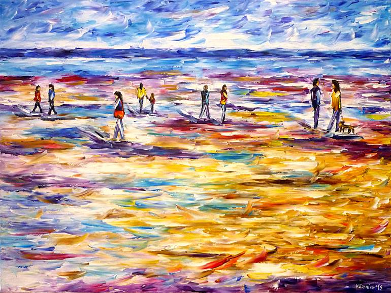 People On The Beach Painting by Mirek Kuzniar | Saatchi Art