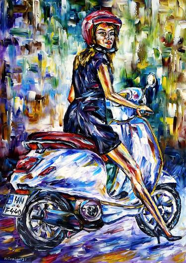 Original Abstract Motorbike Paintings by Mirek Kuzniar