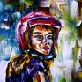 Girl on a scooter.
A modern art direction in palette knife technique by Mirek Kuzniar.
Oil painting on canvas with certificate of authenticity and signed on the front and back.
March 2020.